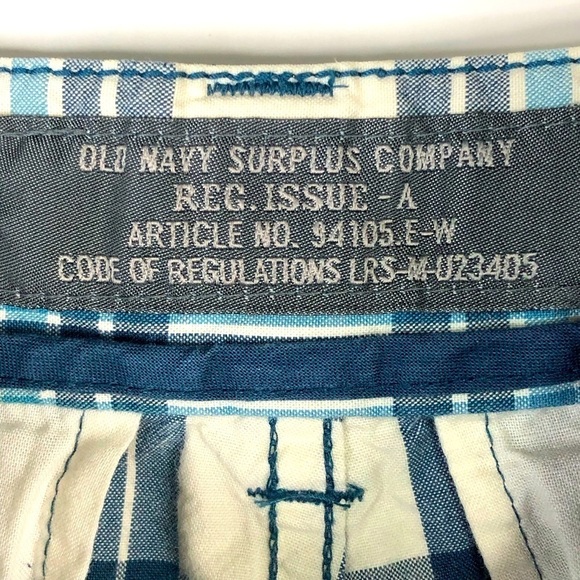 Old Navy Surplus Blue white black plaid long shorts size 32 - Picture 5 of 8
